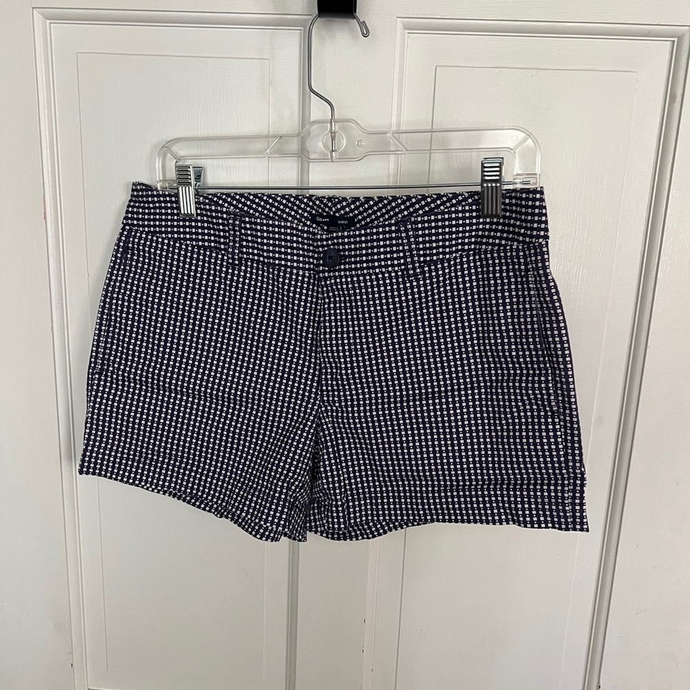 Navy and White Checkered Women's Shorts